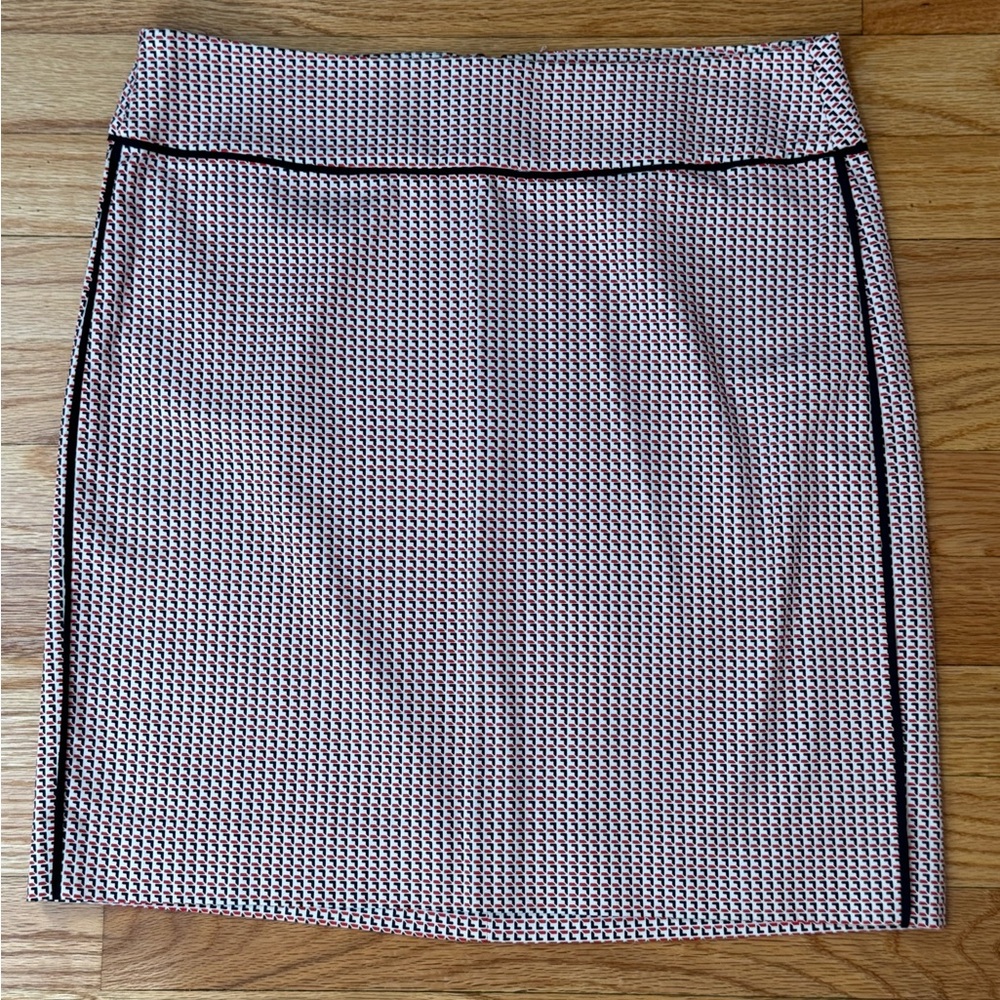 Ann Taylor Black, White and Orange Pencil Skirt
